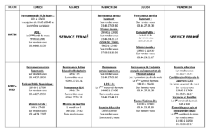 PLANNING PERMANENCEie Principale -